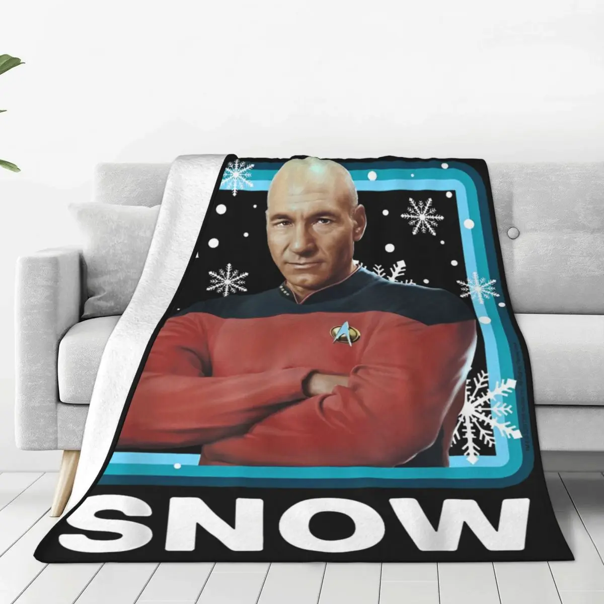 Stars Treks The Next Generation Picard Make It Snow Portrait Knitted Blankets Fleece Throw Blankets for Home Couch Bedroom Quilt