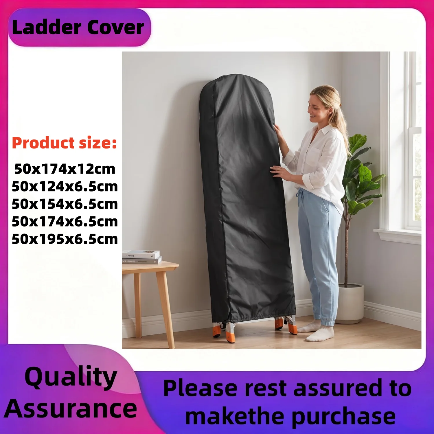 A Heavy-Duty Folding Ladder Cover - Made of Black Oxford Cloth, Suitable for Telescopic And A-Frame Ladders