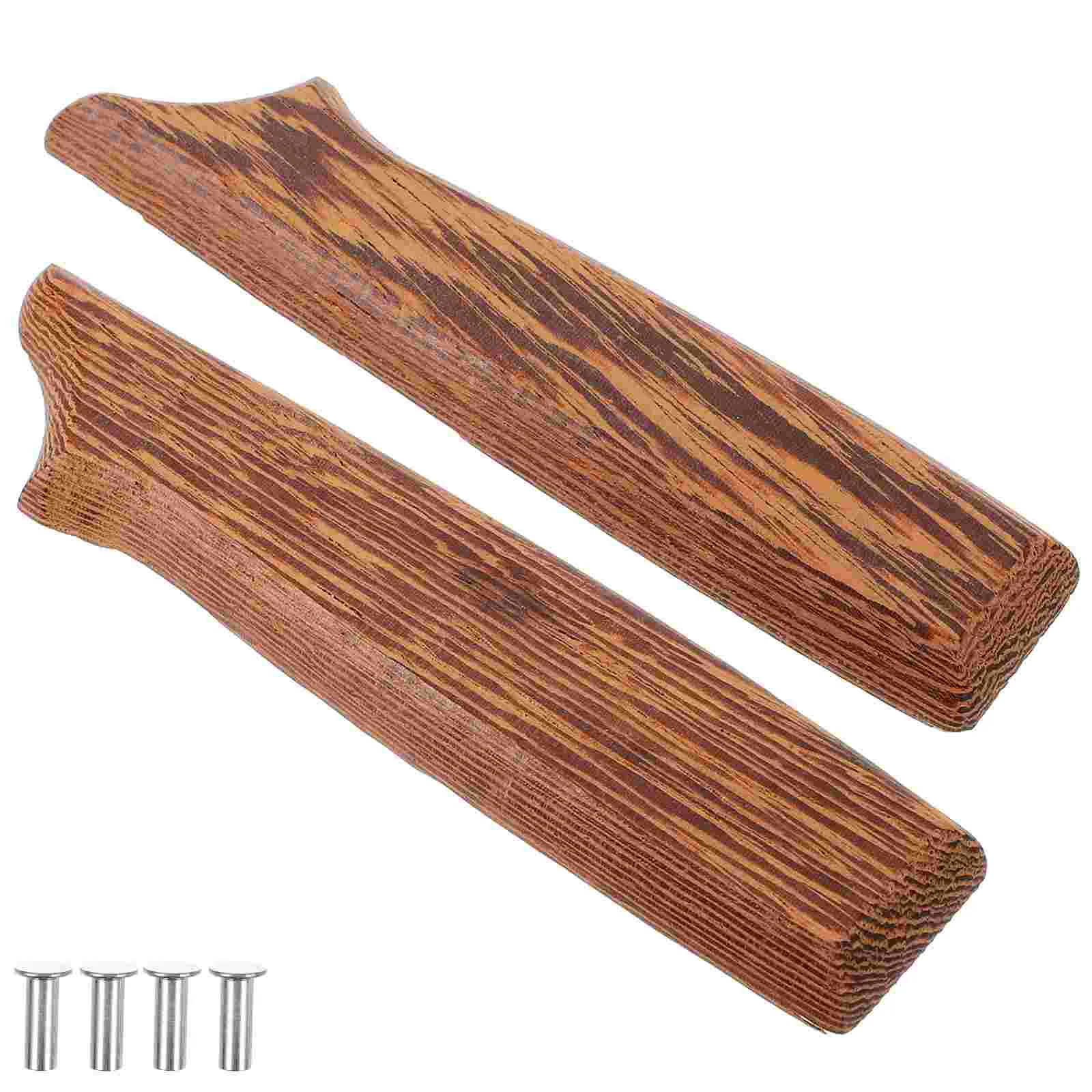 

2 Pcs Kitchen Knife Handle Knives for Grip Non-slip Stainless Steel Replacement Wooden Accessory