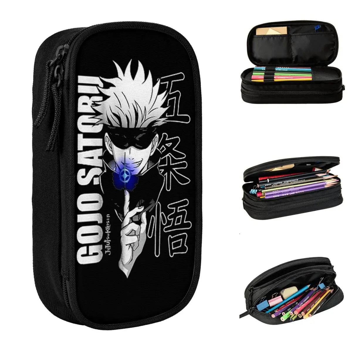 anime jujutsu kaisen gojo satoru lapis cases pen holder bags bolsa de armazenamento para estudantes escola zipper box 01