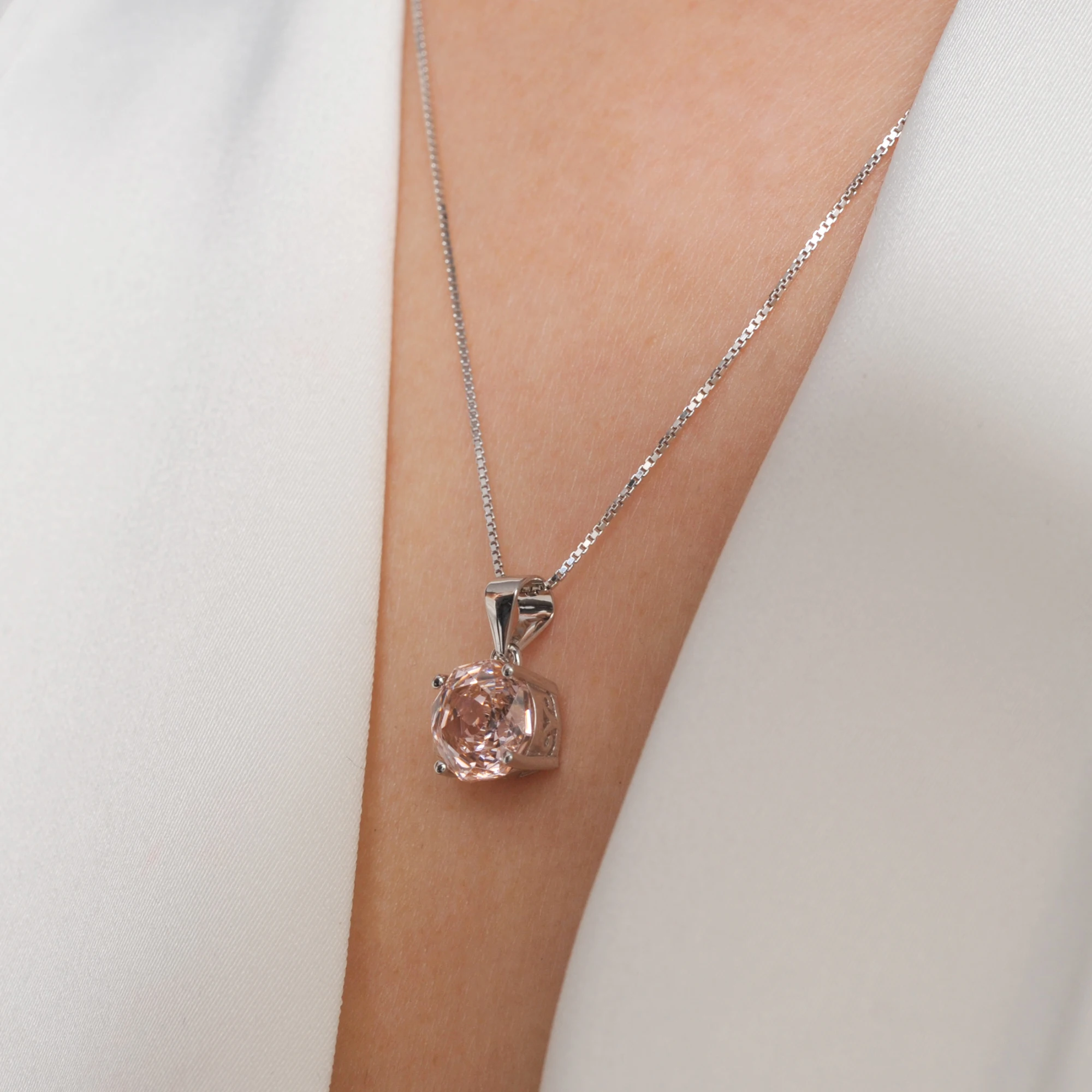 POTIY 2ct Morganit Rosa Kubisches Zirkonium CZ Achteckiger Rosenschliff Anhänger Ohne Kette 925 Sterling Silber Geschenk für Sie – Detail 21