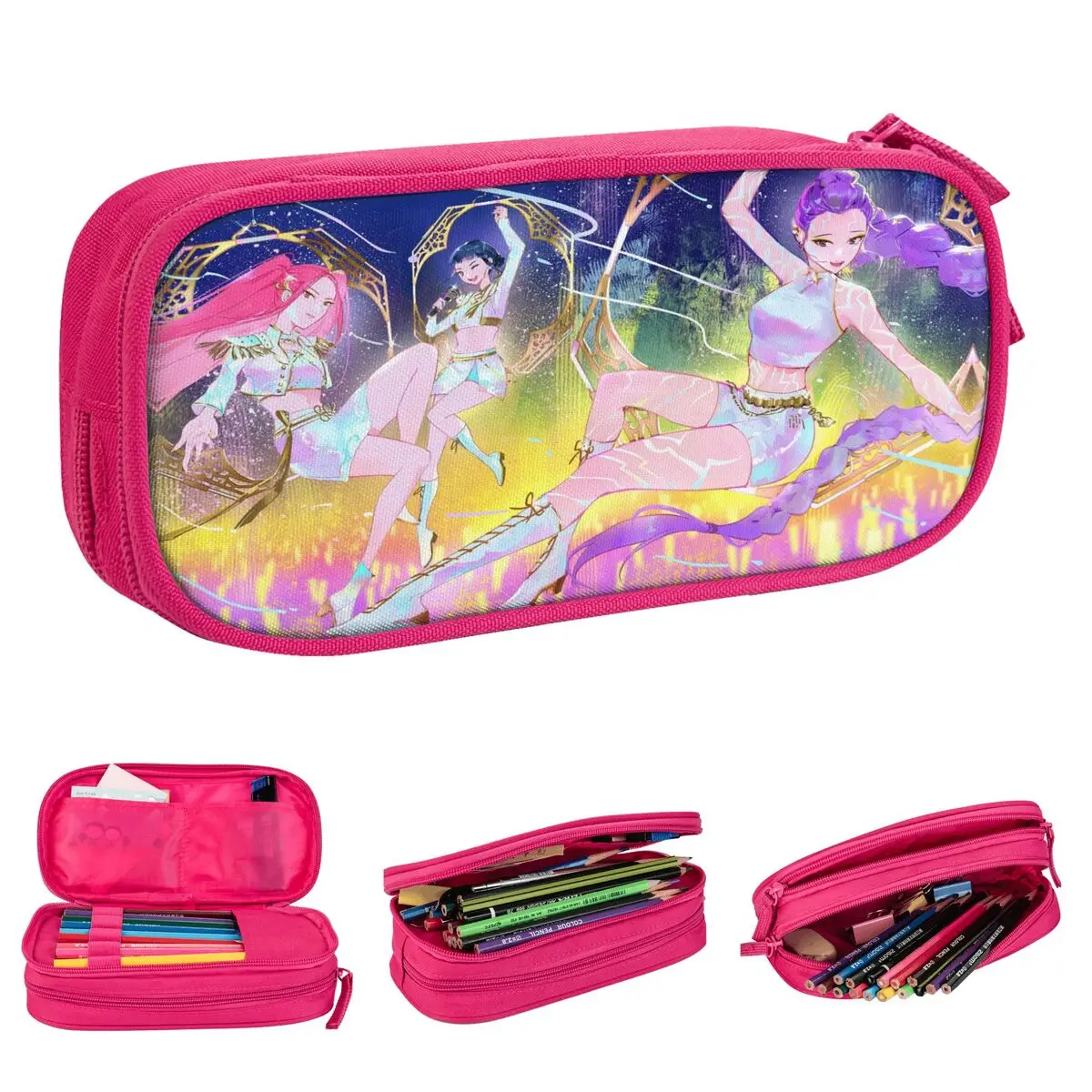 مقلمة KPop Demon Hunters للفتيات والأولاد بتصميم صندوق رصاص جميل مقلمة مدرسية لوازم هدية عيد ميلاد