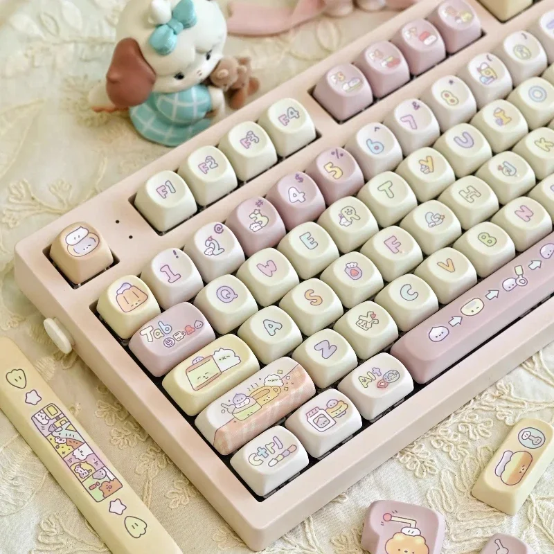 Juego de teclas con temática de Mache Taro Mochi, teclas de perfil de cereza, sublimación PBT, teclas personalizadas bonitas para teclado mecánico