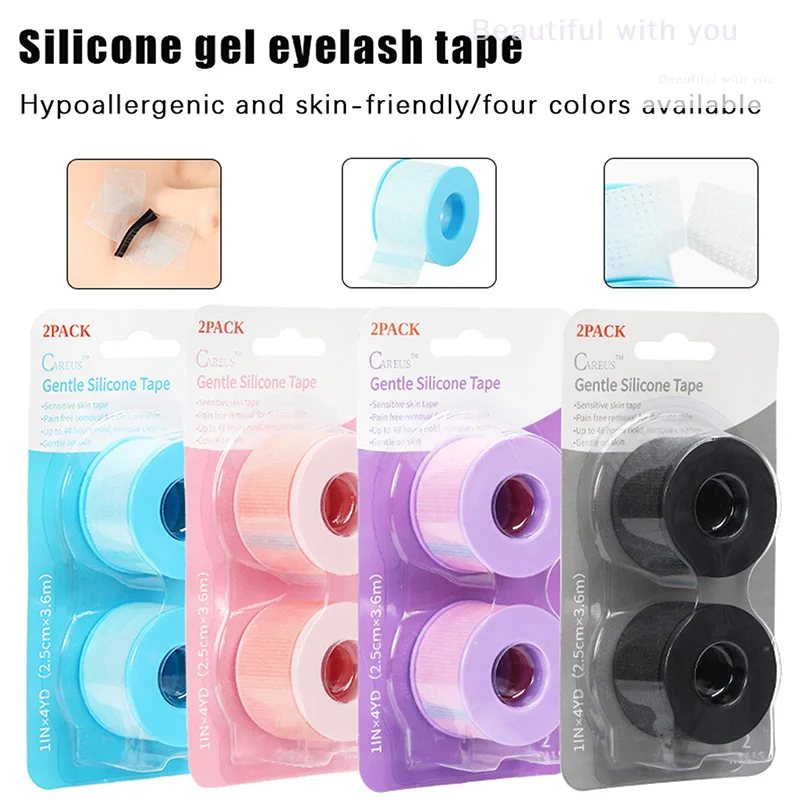 

2 Rolls Eyelash Extension Gel Tape Anti-allergy Breathable Micropore Fabric Tape Non-woven Tape For Grafting False Eyelash Patch