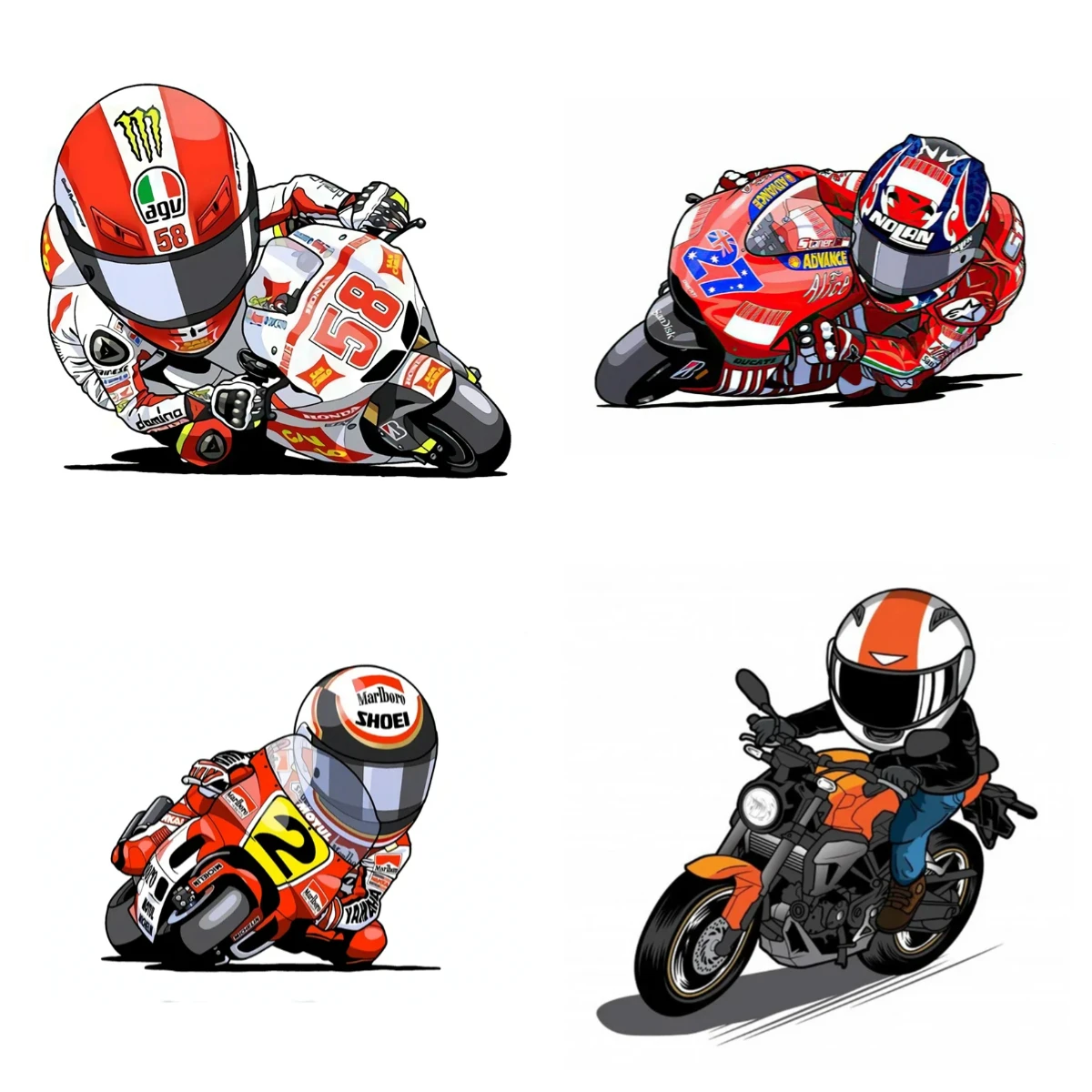 

Fun Anime Motorcycle and Rider Personality Car Laptop Stickers PVC Auto Motorcycle Sunscreen Waterproof Creativity Decals Decor