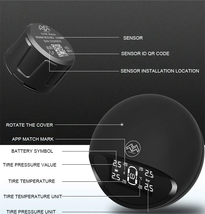 2022 New High quality tire pressure monitor is a universal external wireless tire pressure and tire temperature detection TPMS