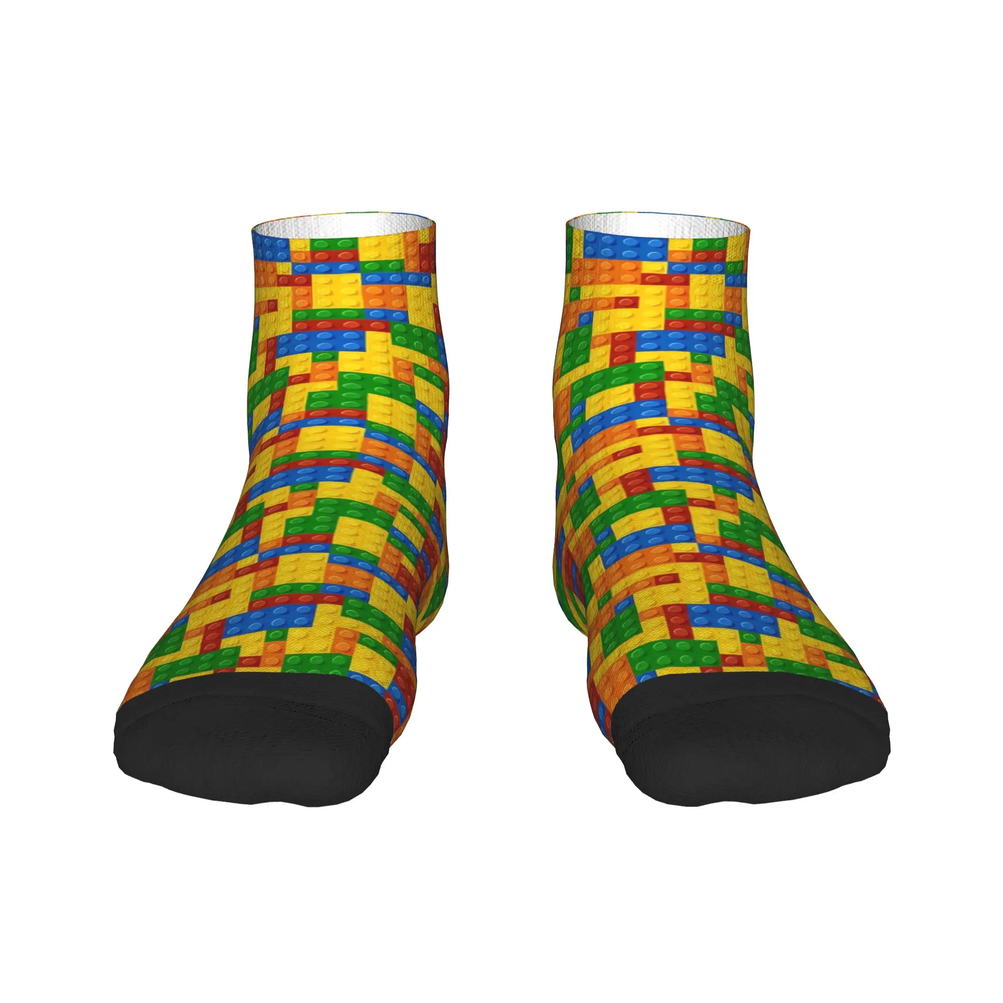 Rainbow Building Blocks Print Ankle Socks Elegant Quality Casual Socks Summer Running Sports Design Anti Bacterial Sock For Men