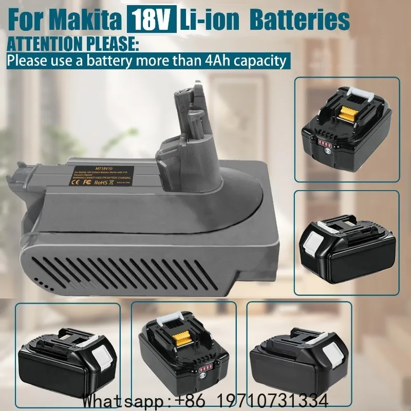 For Dyson V10 MT18V10 Battery Adapter for Makita 18V Lithium Battery Converting To for Dyson V10 Animal Cyclonic Vacuum Cleaner