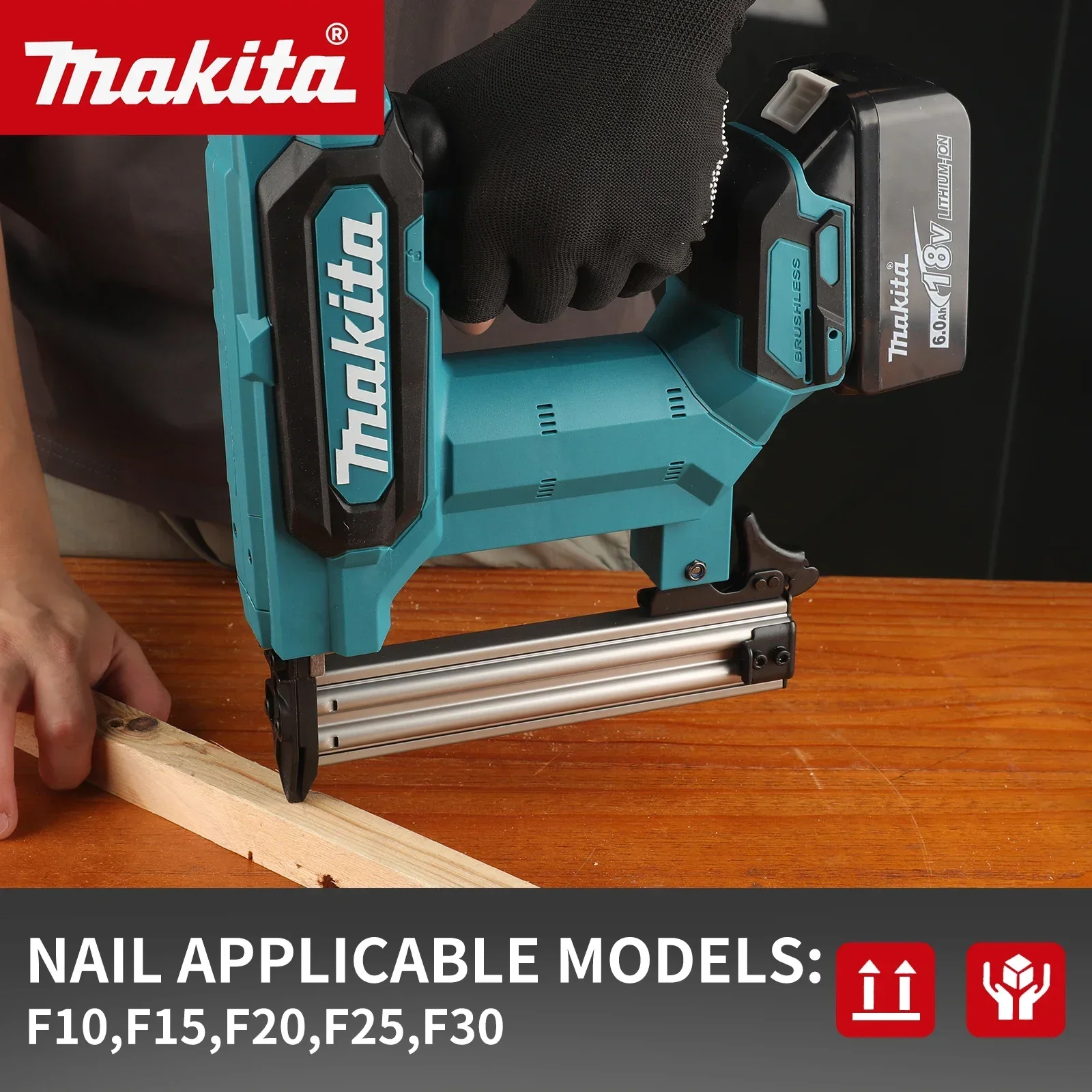 Makita F30 Cordless Electric Nail Gun, Straight Nails Staple Gun, Reliable Construction Woodworking Power Tool for 18V Battery