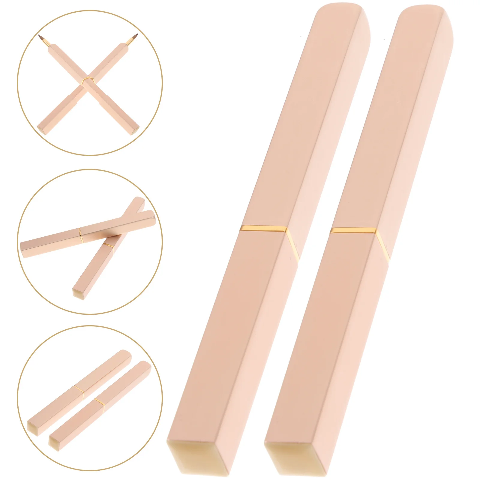 

2Pcs Telescopic Lip Brush Retractable Nylon Fiber Portable Makeup Tool Lightweight Metal Handle Suitable for Travel