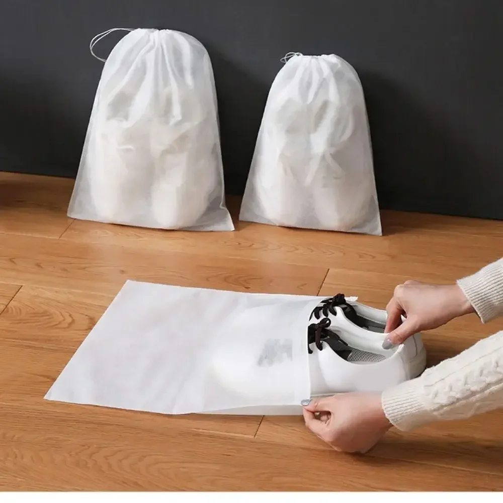 Portable Shoe Storage Drawstring Eco Storage Bag for Sundries Non-woven Bag Cover Anti-yellow White Shoe Dustproof Shoe Cover