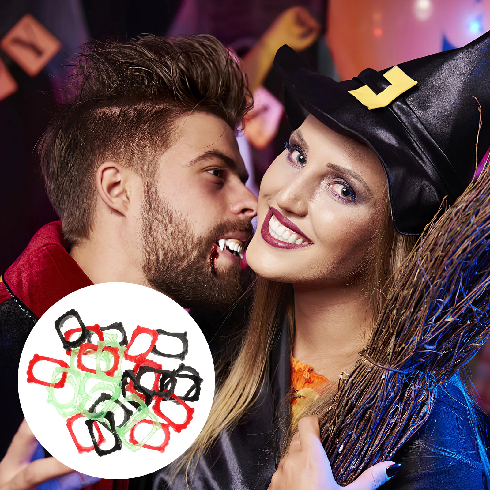 

30pcs Fake Teeth Braces Decorative Horror Vampire Halloween Props Night Black Red Costume Accessories Cosplay Party