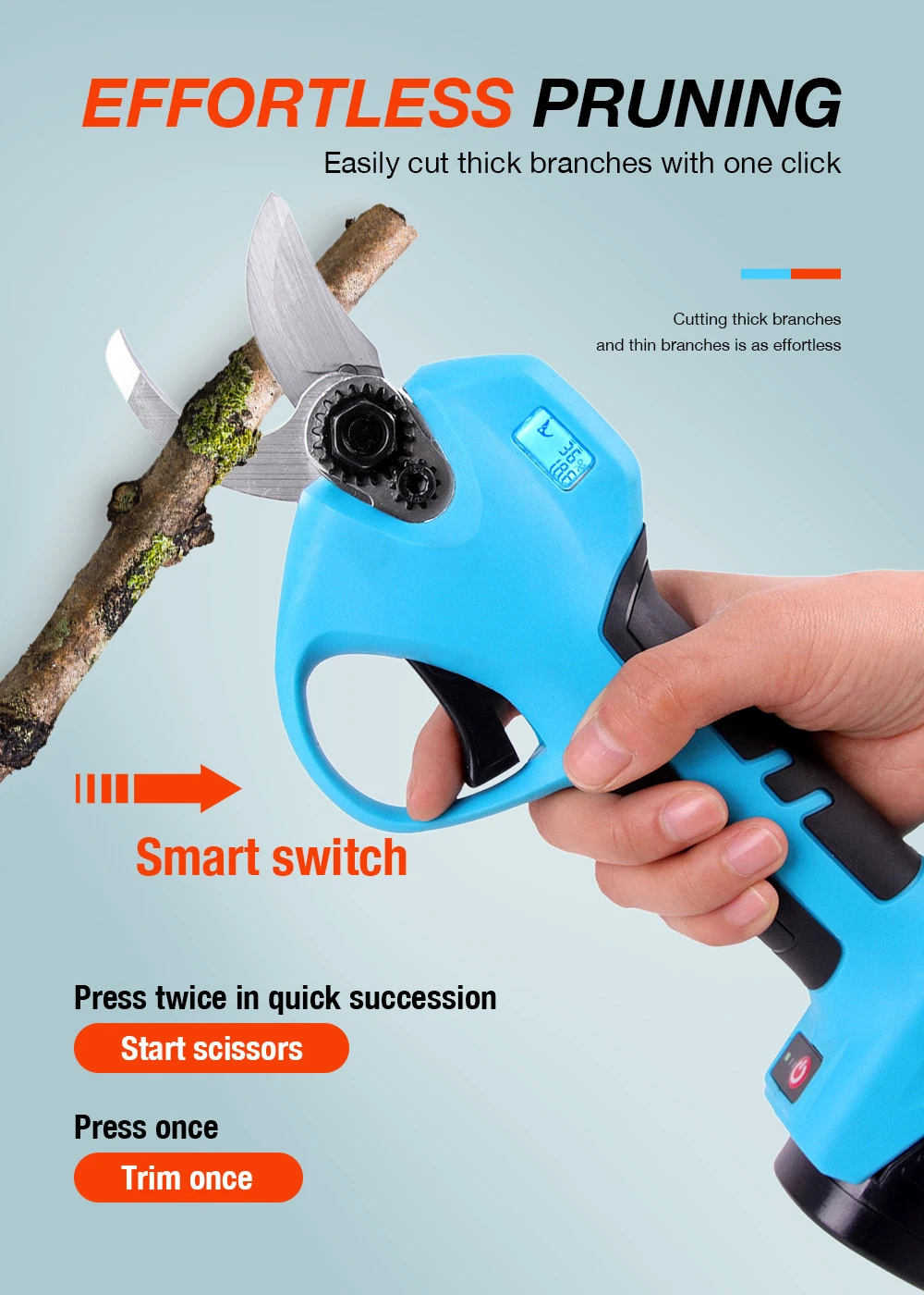 16.8V Electric Pruning Shear Cordless Pruner Brushless Motor 28mm Efficient Tree 2AH Pruning Branches Cutter Landscaping Tool