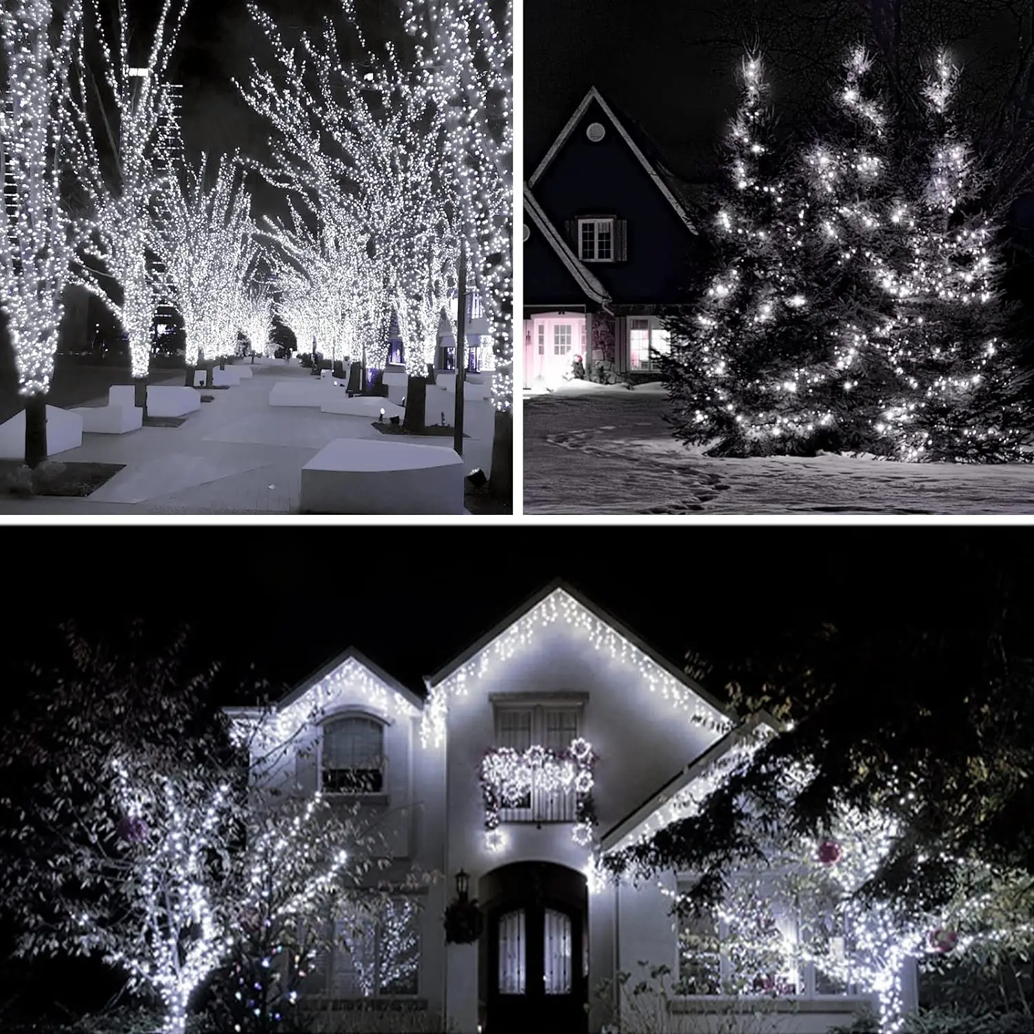 Solar Fairy Lights Outdoor Waterproof, 2 Pack 33ft 100 LED Solar Twinkle Lights, White Solar Christmas Lights for Backyar