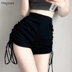 Shorts Frauen Weiche Dünne Falten Hohe Elastische Taille Jogger Junge Teens Sommer Ulzzang Casual Femme Hosen Alle-spiel Solide einfache