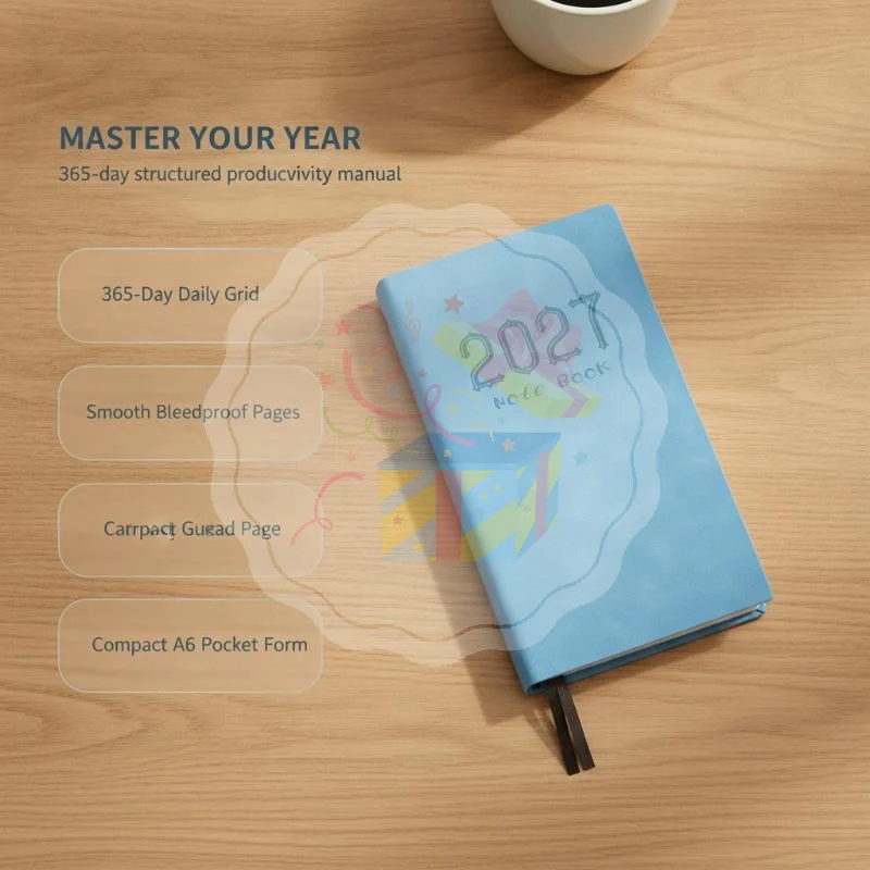 2027 A6 Pocket Planner Notebook Thick Smooth Paper Daily Weekly Schedule Organizer for Business Work Gift