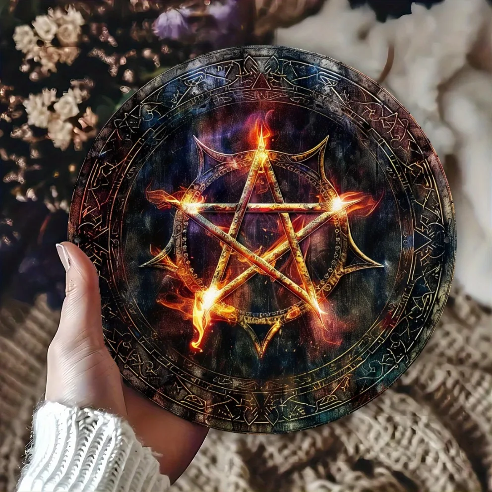 علامة ألومنيوم خماسية عتيقة لديكور المنزل والمطعم والمقهى