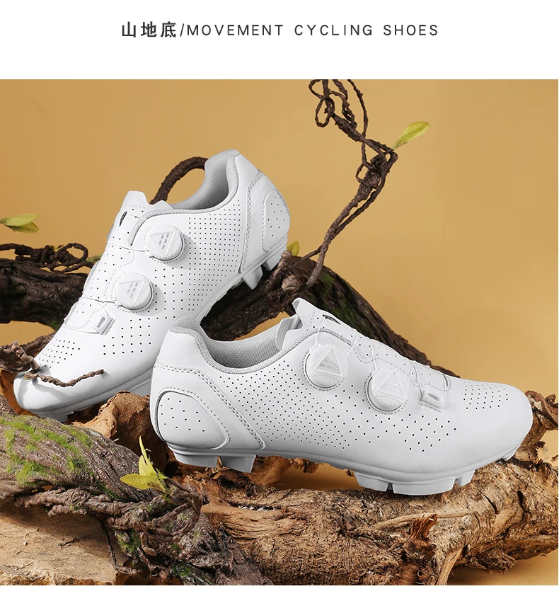 Professionelle Fahrradschuhe für Herren, Rennrad-Flachpedalschuhe, SPD-Lockschuhe, MTB-Outdoor-Schuhe für Damen, atmungsaktiv, Mountainbike, reinweiß – Detail 12