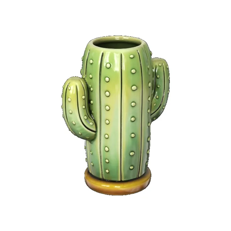 3D Cactus Shaped Ceramic Cocktail Cup Hand Glazed Beer Mug Plant Sculpture Drinkware For Bar Beach Party Club