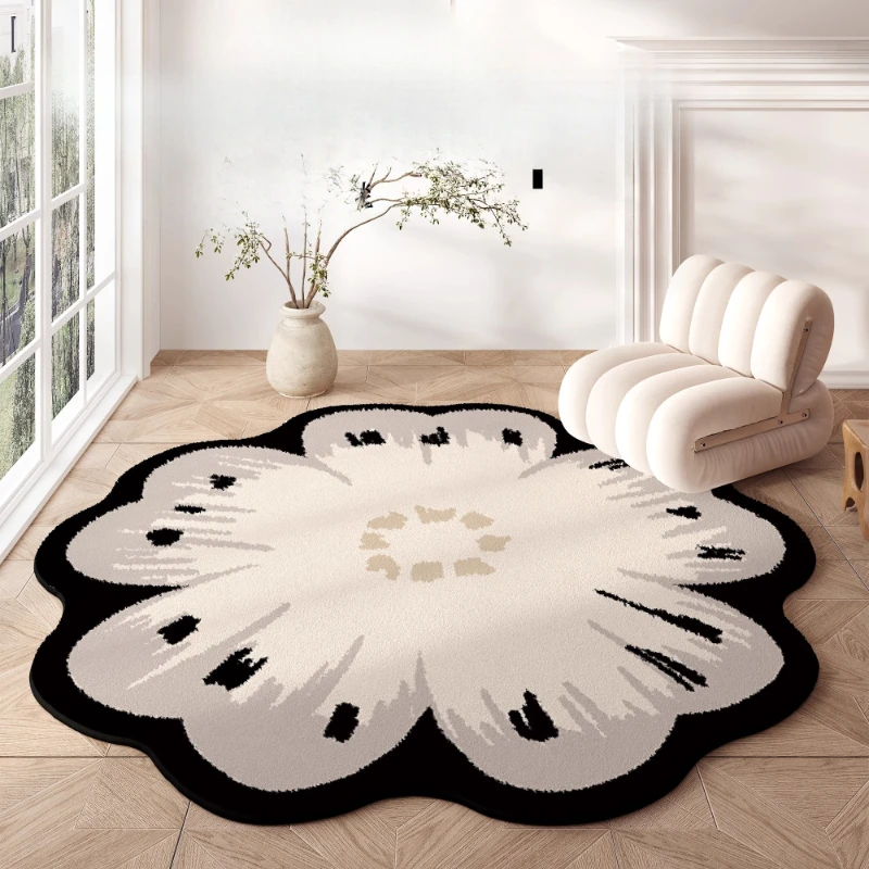 

Flower Shape Bedroom Decor Carpet Fluffy Soft Bedside Floor Mat Thick Plush Lounge Rug Irregular Shapes Carpets for Living Room