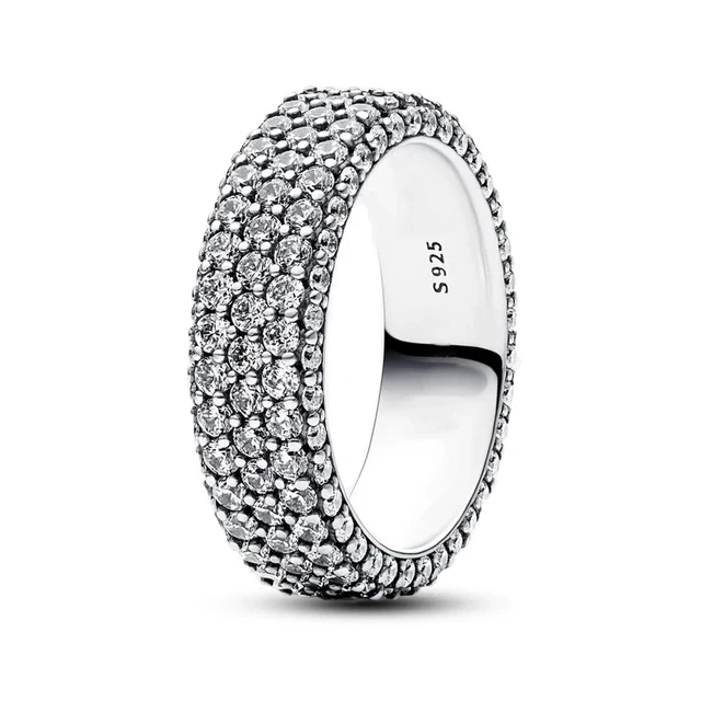 New White Series Original 925 Sterling Silver Women Finger Rings for Women Silver Daisy Mom heart Zirconia Stone Luxury Jewelry image 4