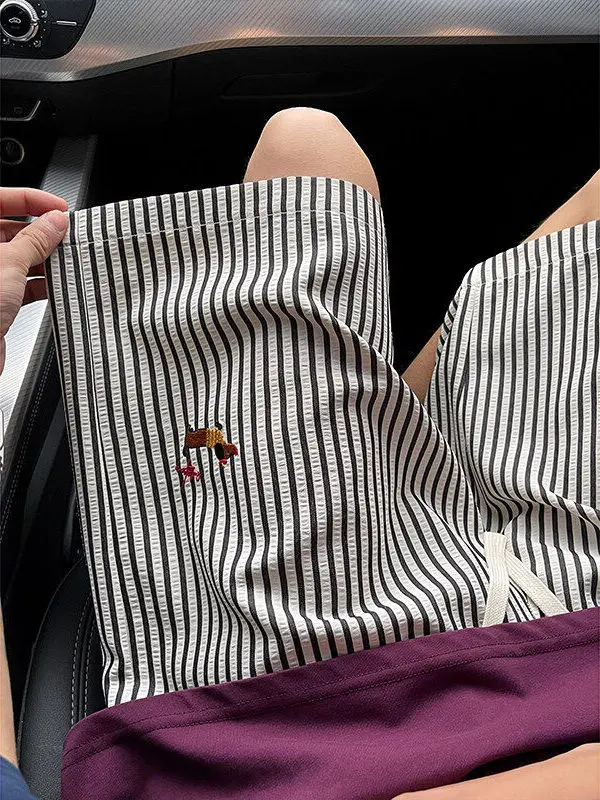 

Мужские спортивные брюки Cleanfit свободного кроя, летние, тонкие, в полоску, повседневные, свободные, длиной до колена, прямые штанины