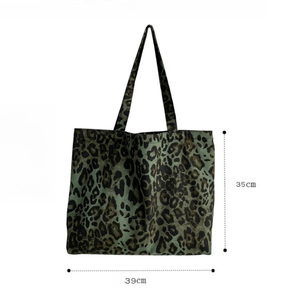 Ladies Leopard Print Shoulder Bag Fashion Canvas Bag Large Capacity Shopping Vintage Elegant Leisure Handbags Designer Cloth Bag