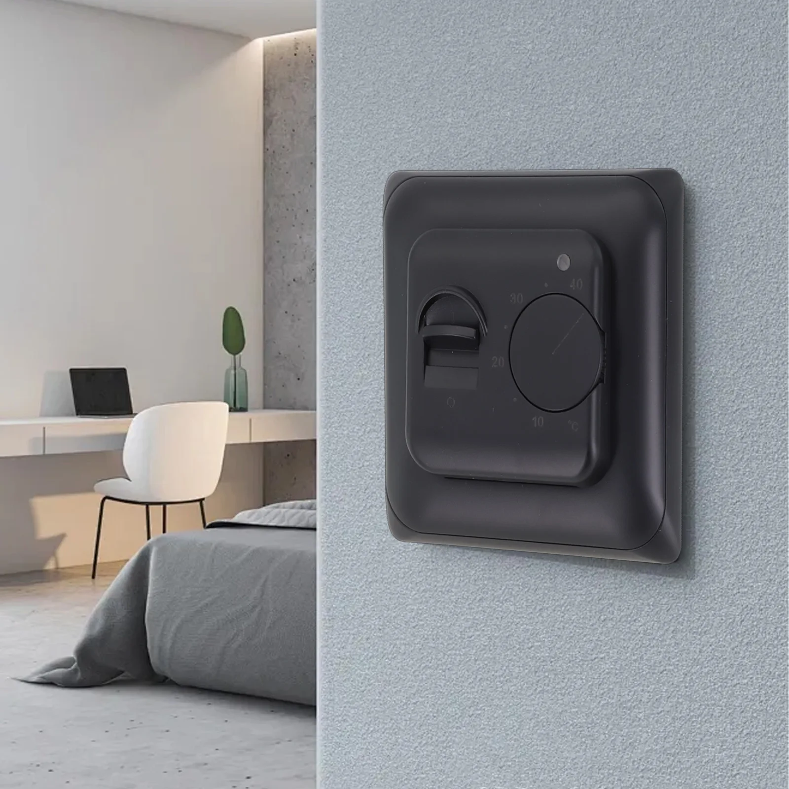 Black Non-Programmable Thermostat 16A 230V With External Floor Sensor For Electric Underfloor Heating Temperature Controller