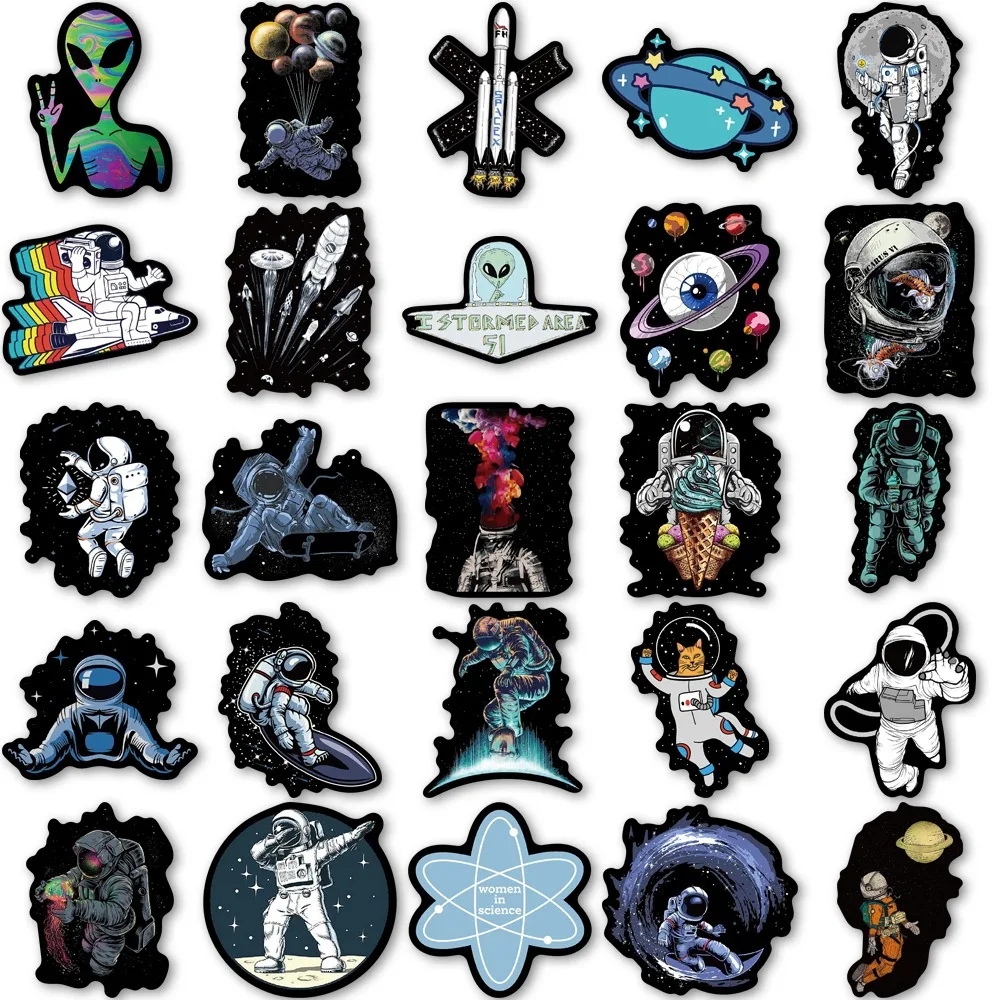 50PCS Astronauts Exploring Outer Space Graffiti Stickers Waterproof Vinyl Decals DIY Laptops Water Bottles Computers  Phones