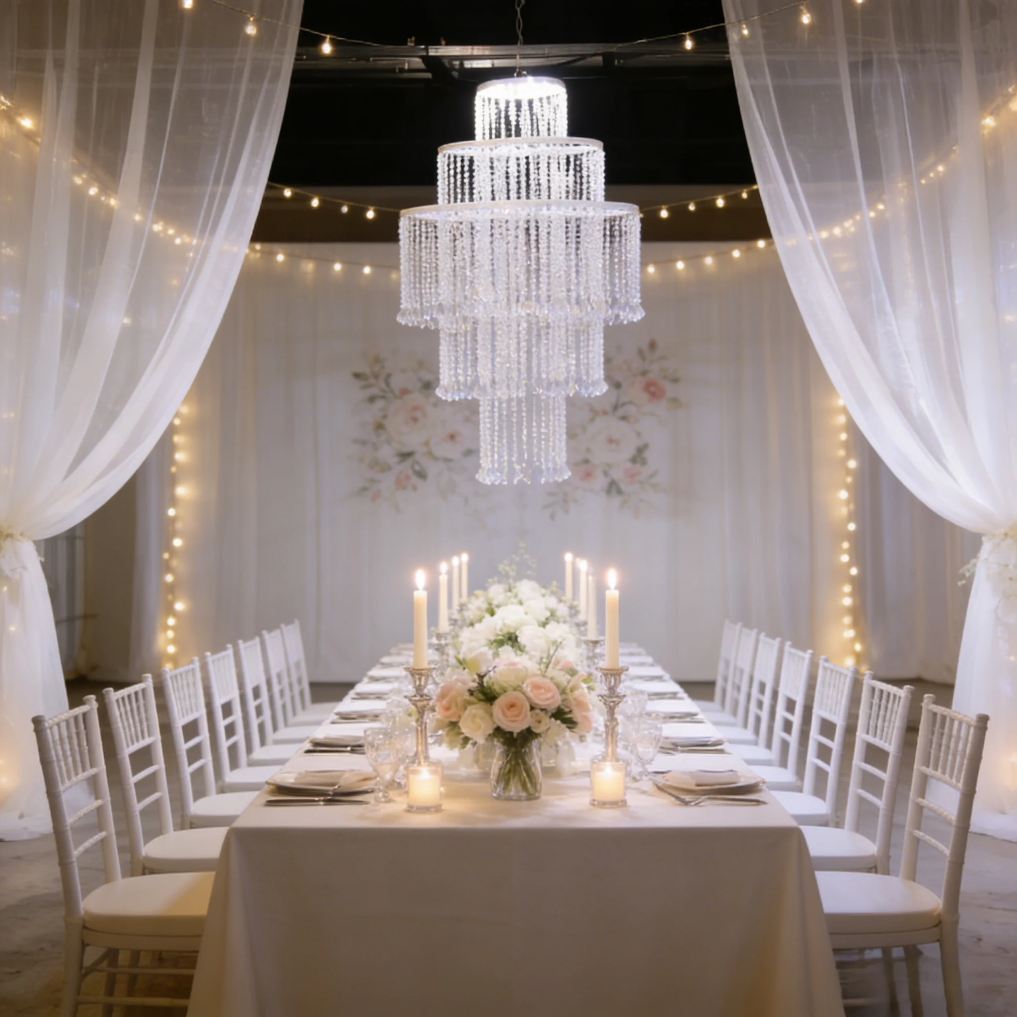 

Wedding Stage Backdrop Decor 2Pcs Iron Acrylic Bead Curtain Hanger Crystal Ceiling Decoration Event Party Ceremony Props