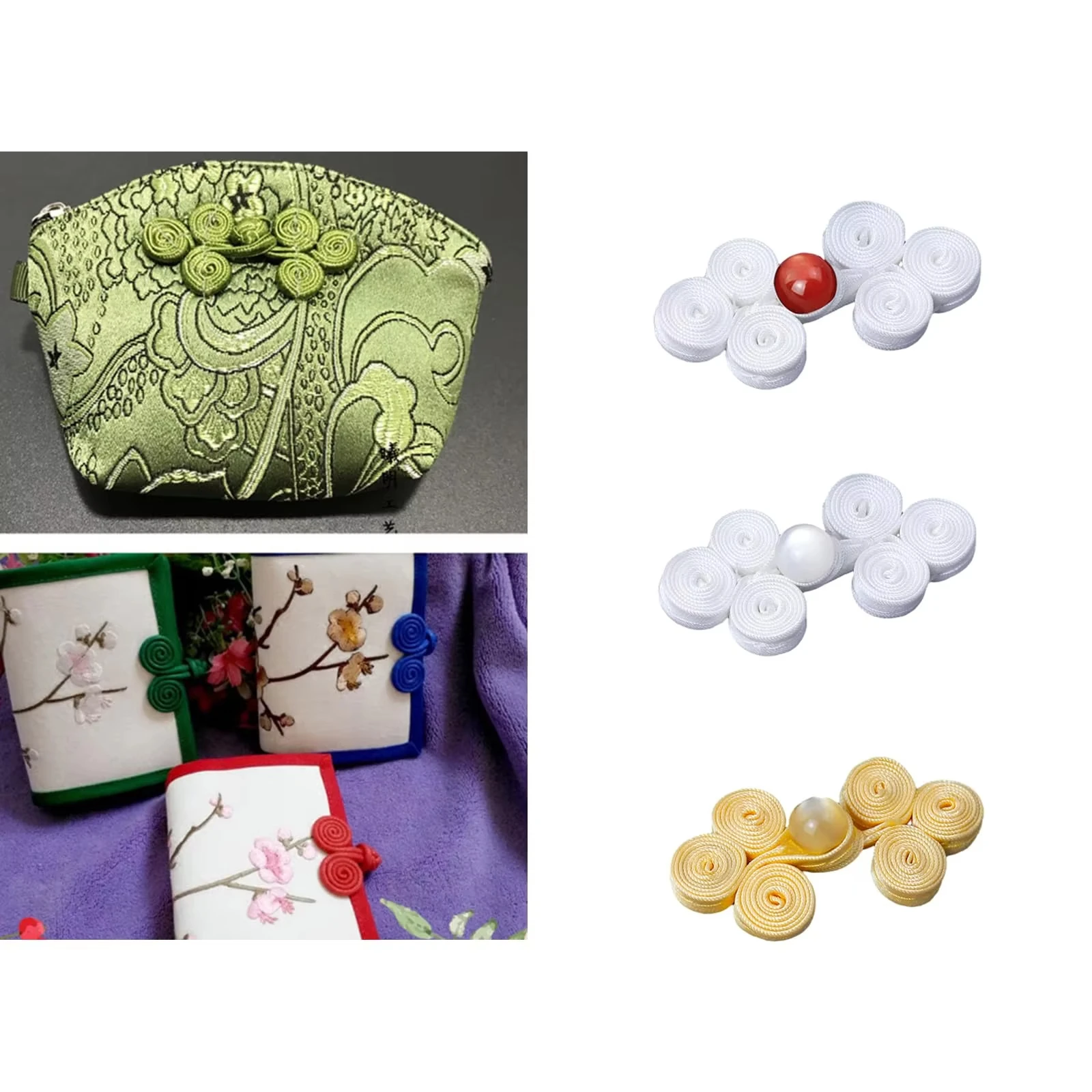5Pairs Handmade Chinese Knot Button Closure Ribbon Fastener Cheongsam Costume Tang Suit DIY Sewing Craft Accessories