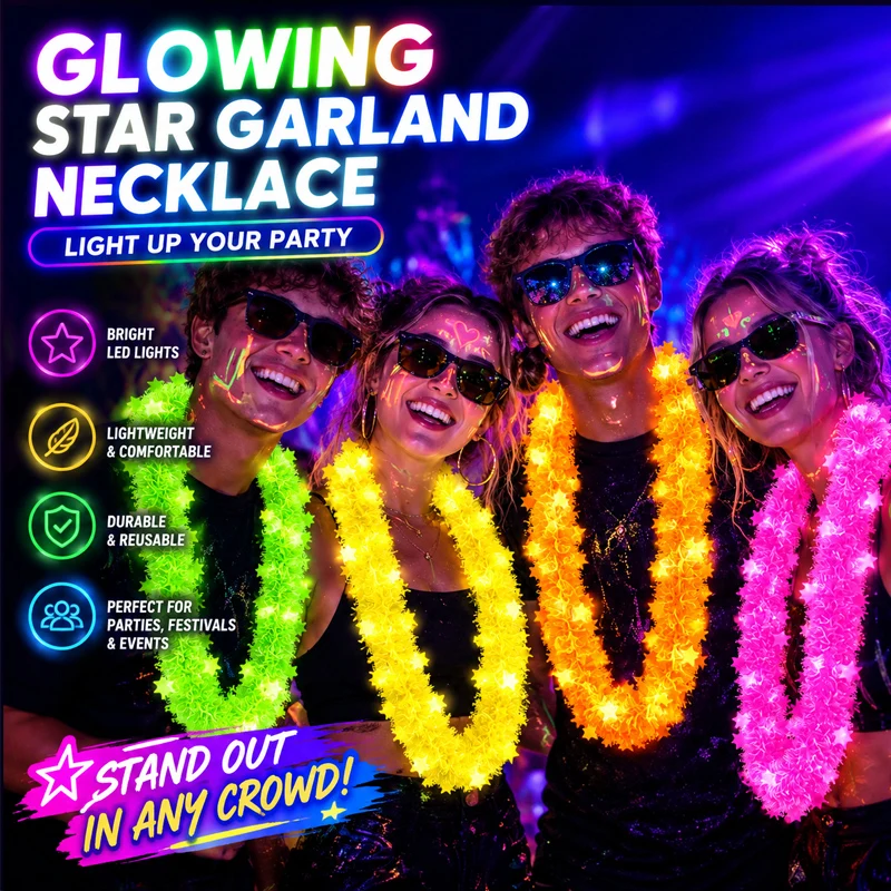 Glow In Dark Stars - Collier Guirlande de Fleurs 5 Étoiles