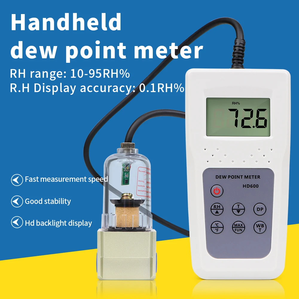 2026 Professional HD600 Hygrometer Thermometer Air Temperature & Humidity Meter with Dew Point Meter Moisture Meters