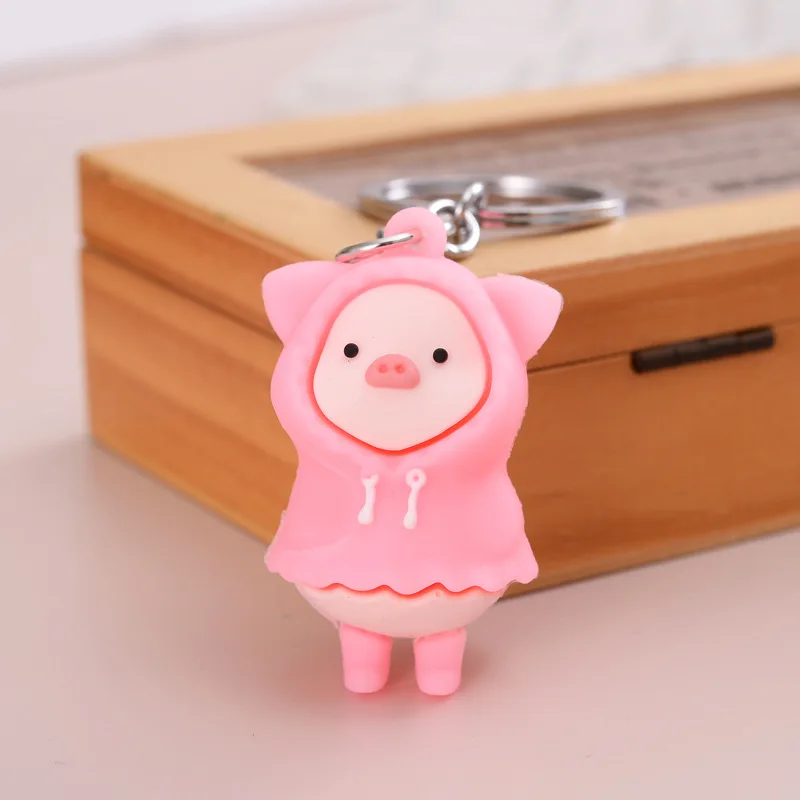 New cute raincoat piggy keychain bag car pendant