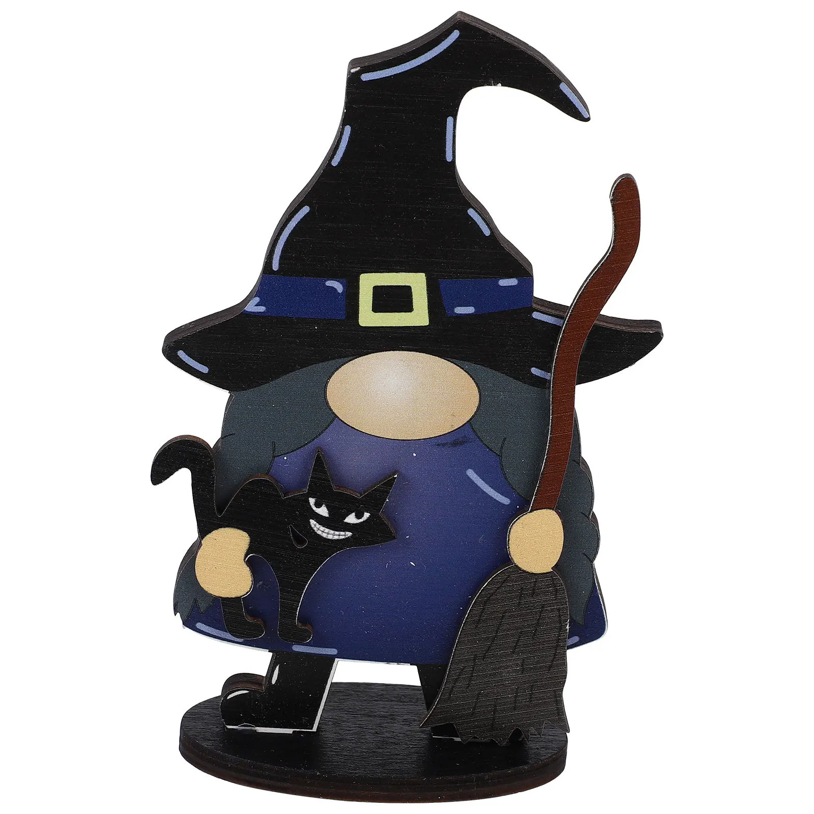 

Wooden Gnome Witch Decoration Halloween Table Centerpiece Lightweight Festive Ornament For Party Home Room Decor
