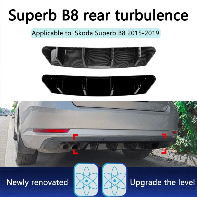 1Set Black ABS Rear Lip Spoiler Surround Trim For Skoda Superb B8 2015-2019 Exterior Auto Styling Modification Accessories