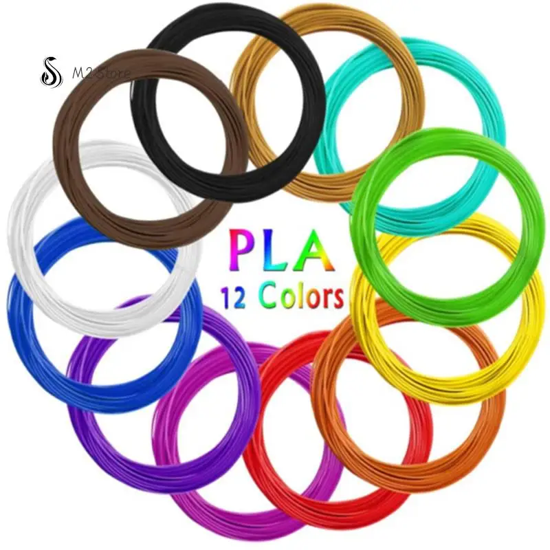 12 Rolls Pla Filament For 3D Pen Filament 12 Colors 3 Meters Diameter 1.75Mm Plastic Filament For 3D Pen 3D Printer Pen