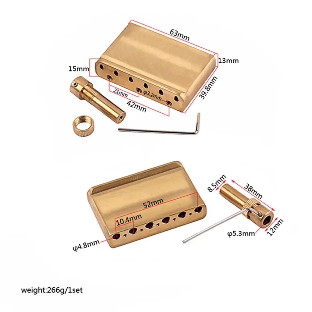 DIY Brass Electric Guitar Tremolo Block Base for ST Guitar Bridge