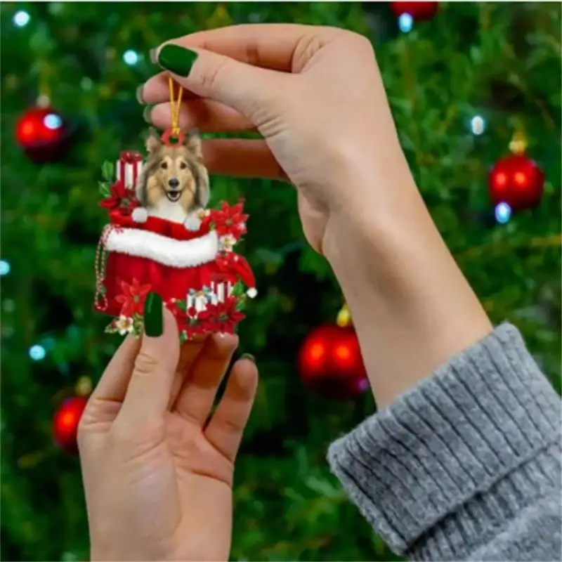 Round Pendant Durable Materials Fashionable Cute Puppy Pendant On Christmas Tree Fun Hanging Decoration Must Have Auto Parts