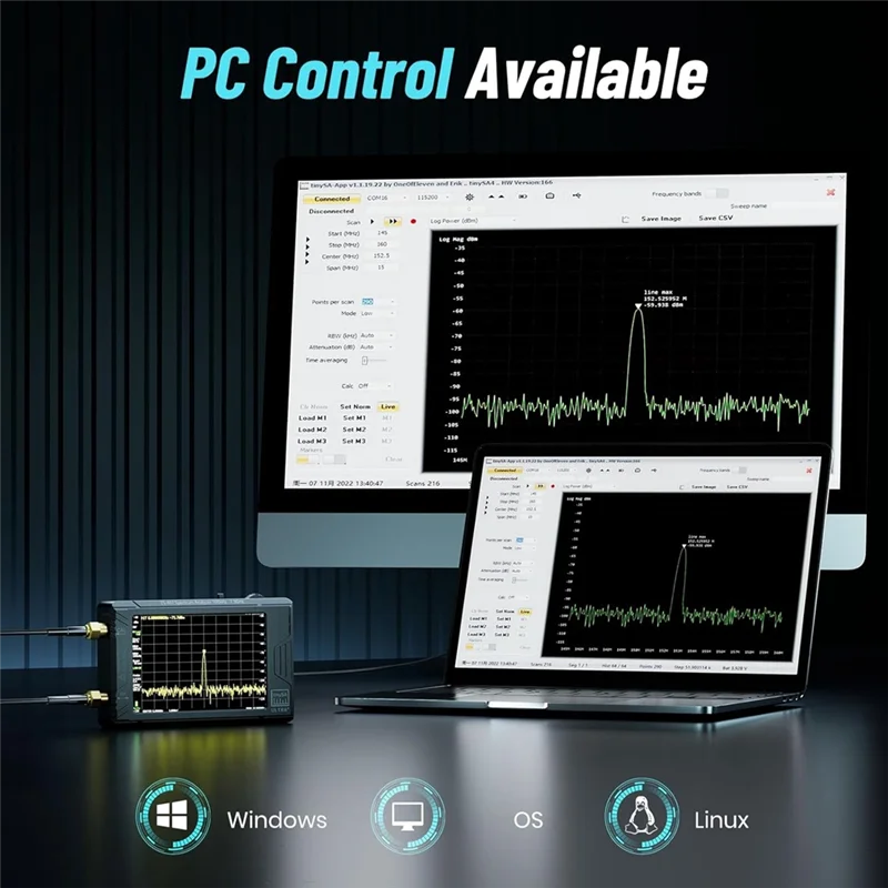 ABLN-ZS-407 Tinysa Ultra Plus Handspektrumanalysator mit ZK06-BM LNA-Verstärker 4 Zoll 100 kHz bis 7,3 GHz Signalgenerator