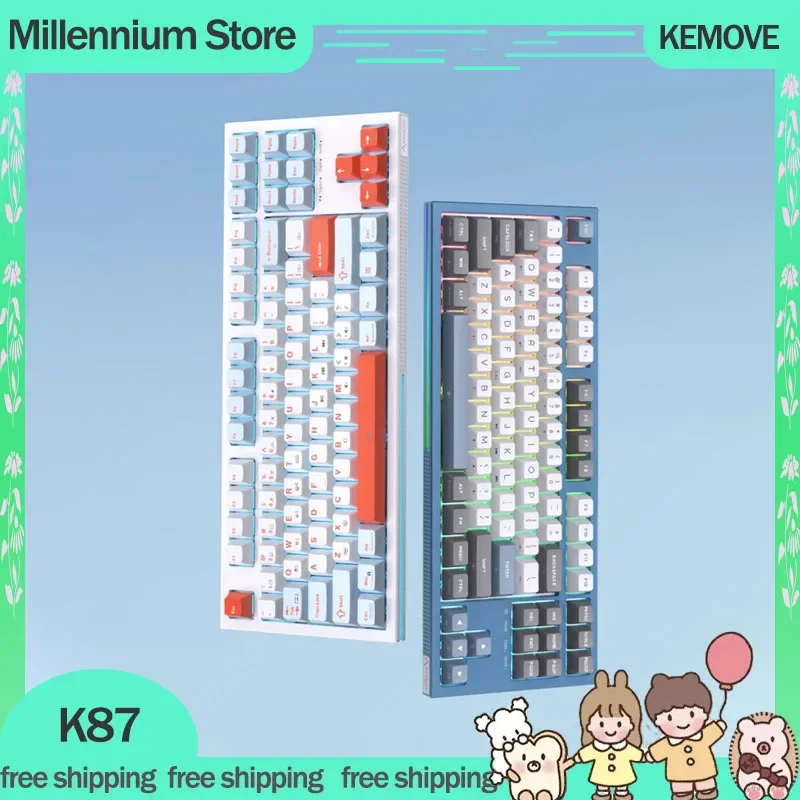 

KEMOVE K87 Gamer Mechanical Keyboard 3mode Bluetooth Wireless Keyboard Gasket Structure 87Key Hot Swap Rgb Backlit Game Keyboard