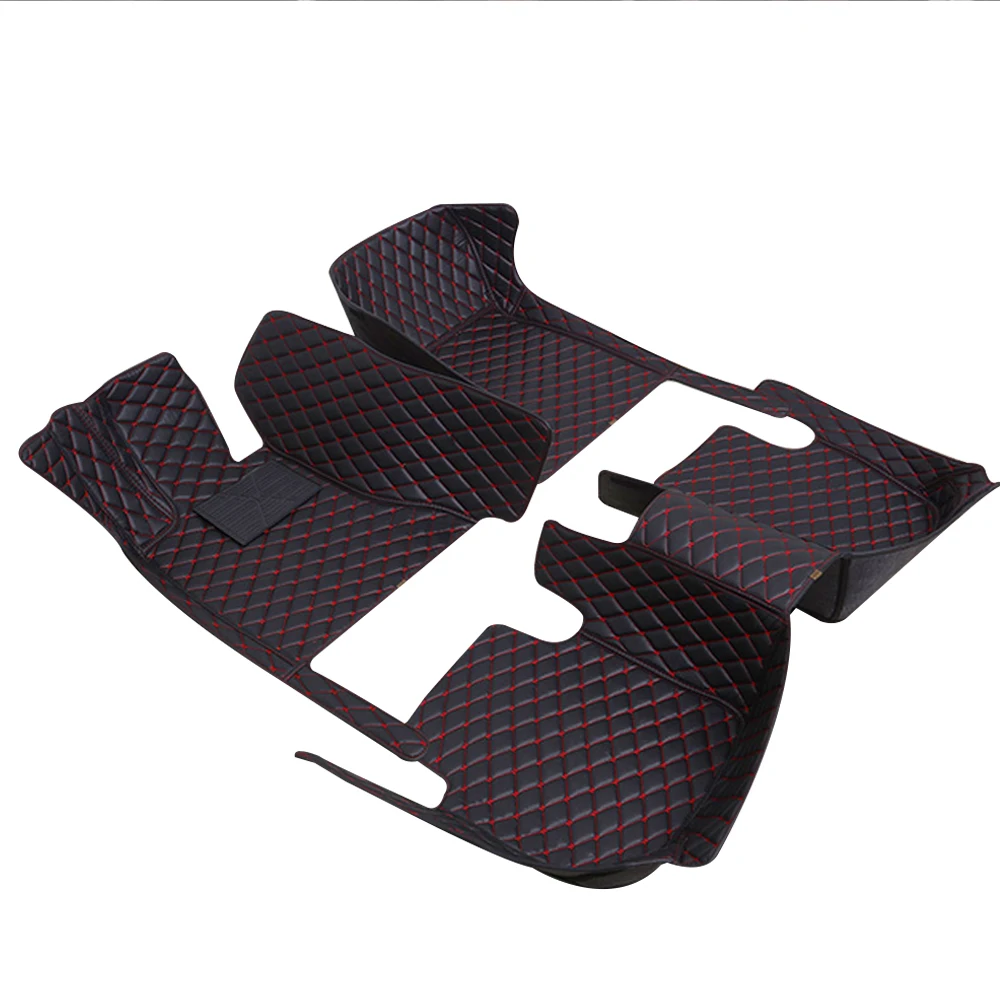 Car Floor Mat Carpet liners For Jaguar X-Type 2002-2012 PU Leather Non-Slip Floor Liner Full Set balck red