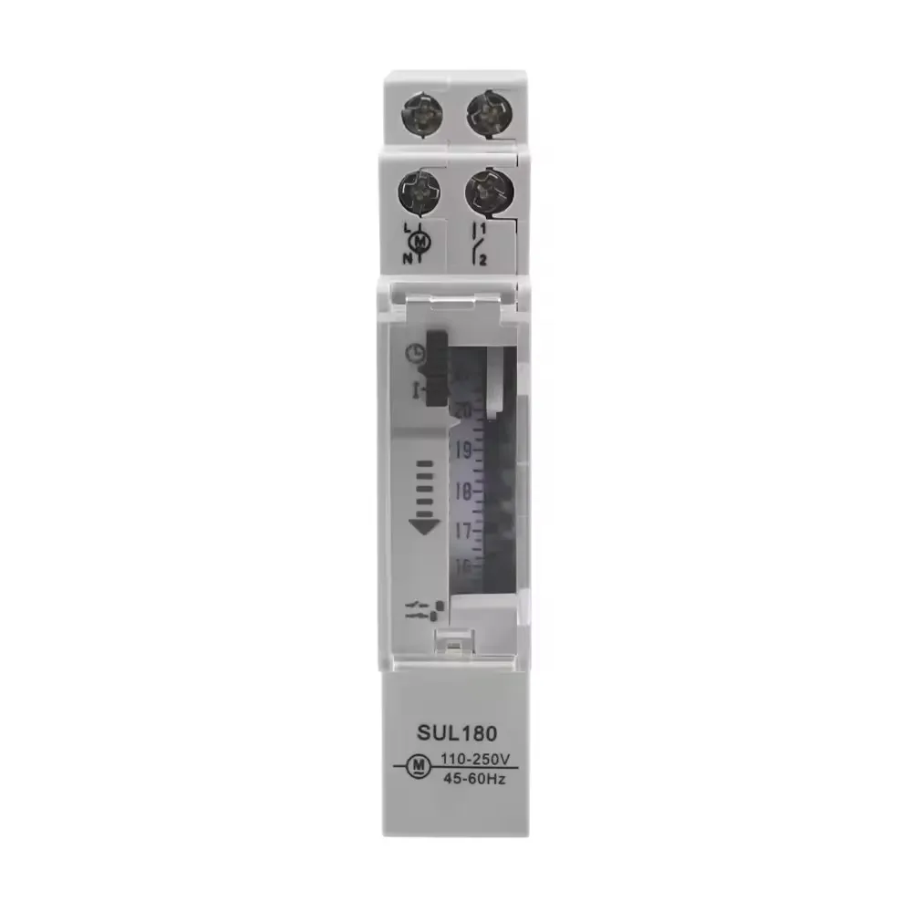 

Mechanical Timer Switch 24 Hour 220-240VAC 16A Mechanical Programmable DIN Rail Time Switch SUL180