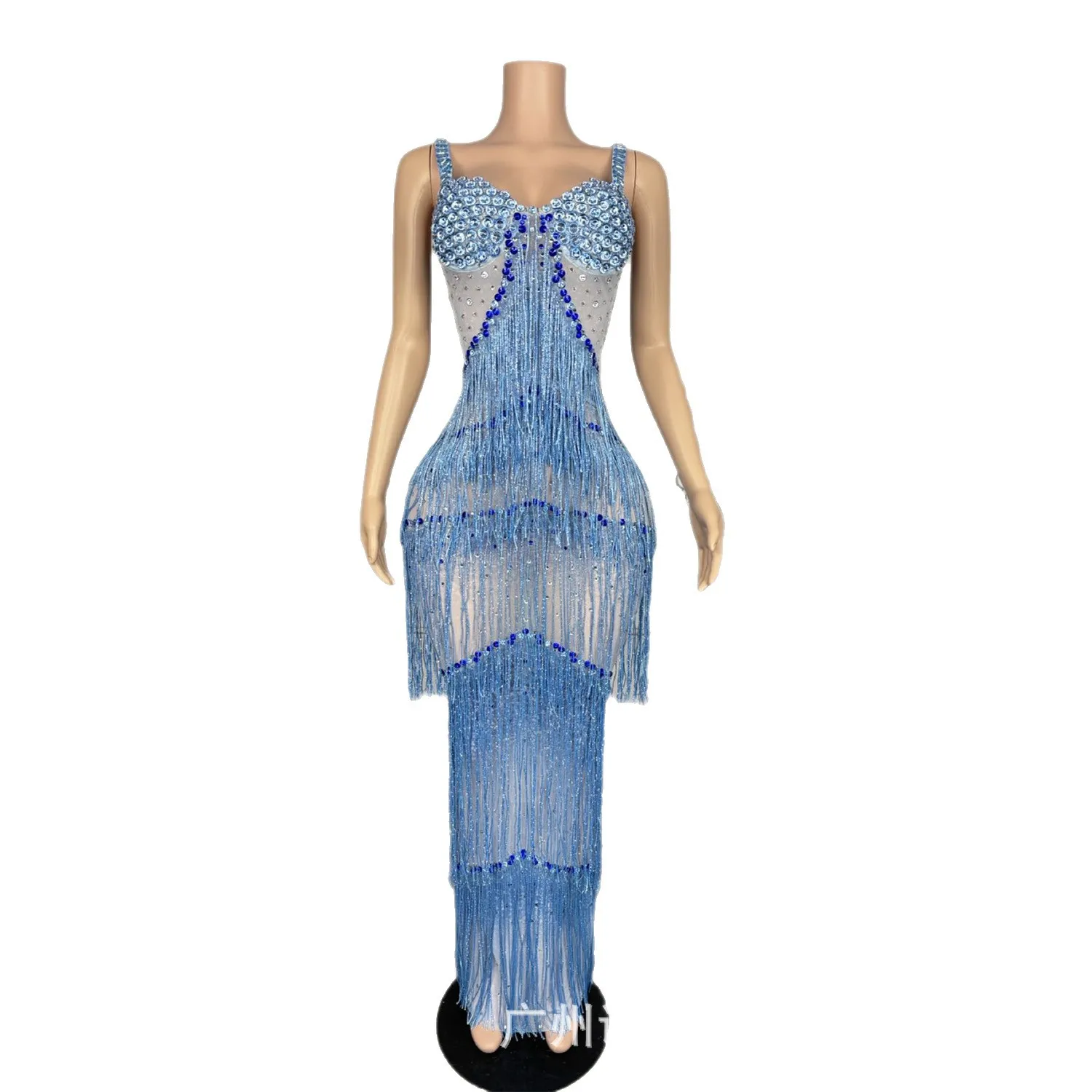 Blue Diamond Rhinestones Birthday Dress Women Celebrate Evening Gown Stage  Catwalk Festival Outfit Ballroom Party Dresses - AliExpress 200000345