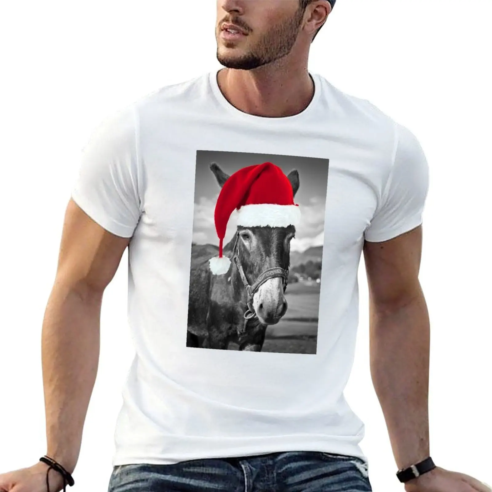 donkey christmas T-Shirt Work Daily Short Sleeve Top