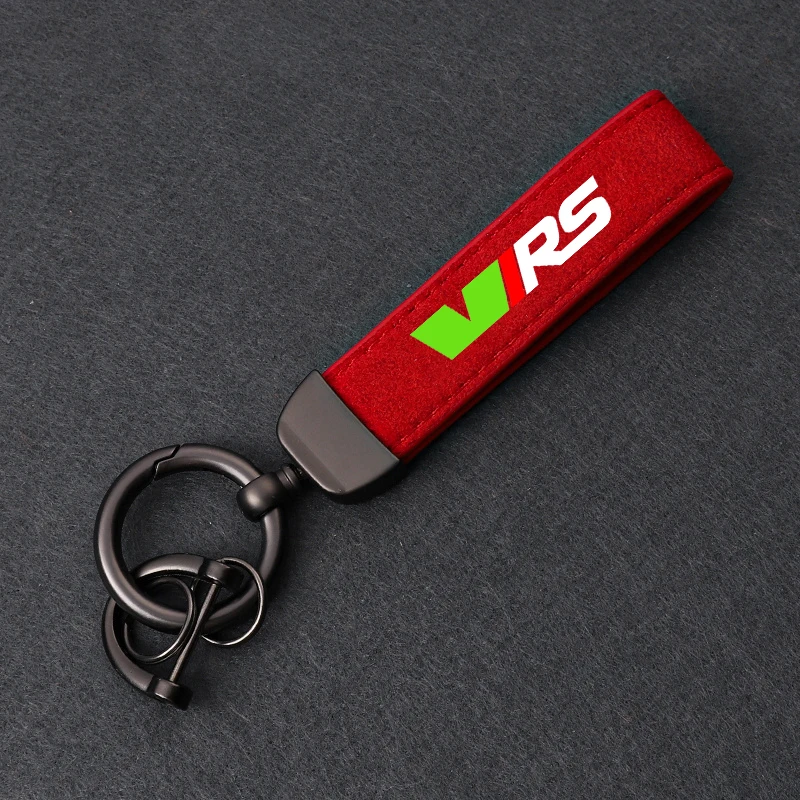 Car Keychain Keyring Metal Suede Key Chain Ring Emblem for Skoda VRS Octavia Kamiq Kodiaq Karoq RS Superb Fabia Rapid Favorit