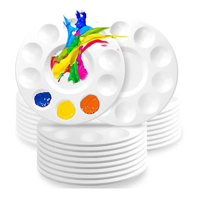 

A67P-Plastic Paint Pallet For Kids, Paint Tray Palettes With 10 Wells, Acrylic Artist Paint Tray Palette For Kids