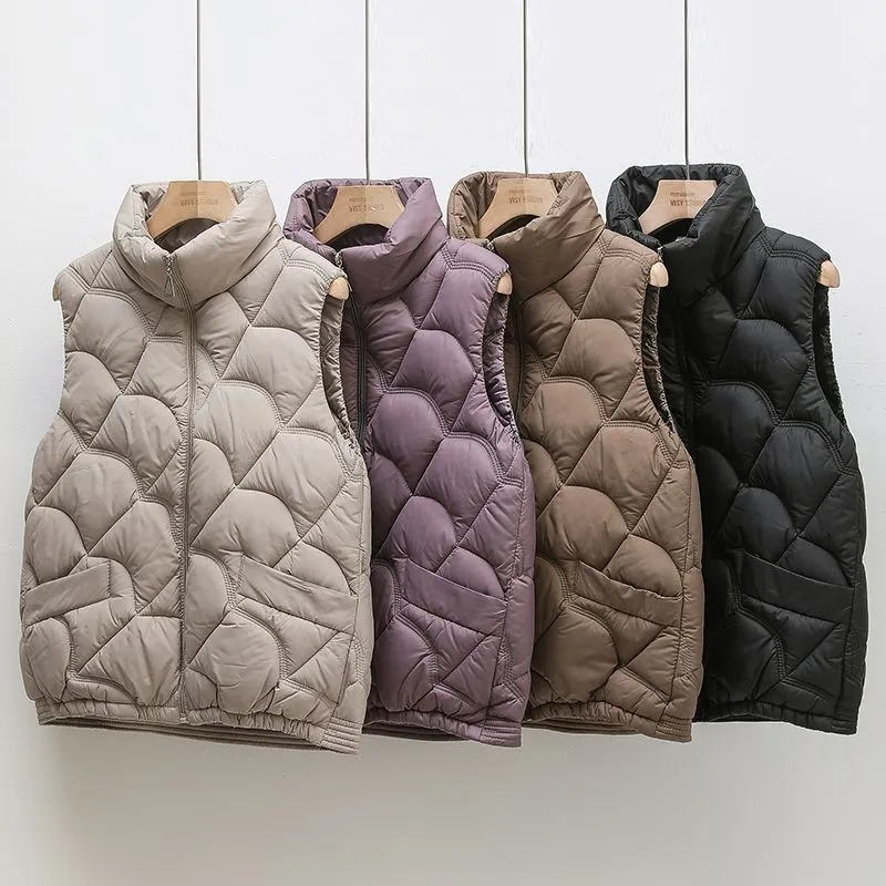 

2025 Autumn Winter Middle-aged Mother Women's Short Coat Style Slim Stand Collar Female Vest Casual Jacket Joker Majia Overcoat