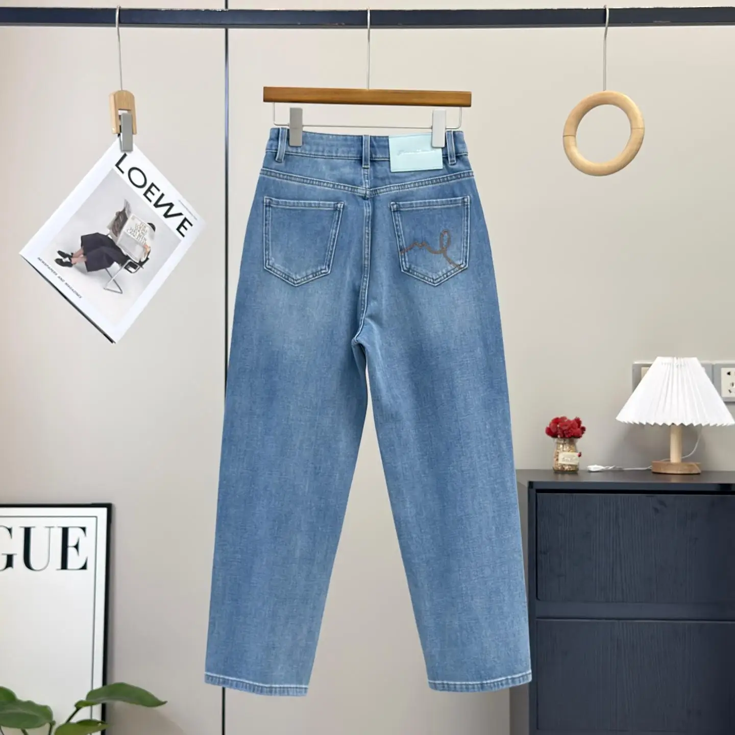 Retro High Waist Straight Leg Tube Jeans Nine Point Pants Women's Cotton Stretchy Washed Denim Basic Versatile Ladies Jeans