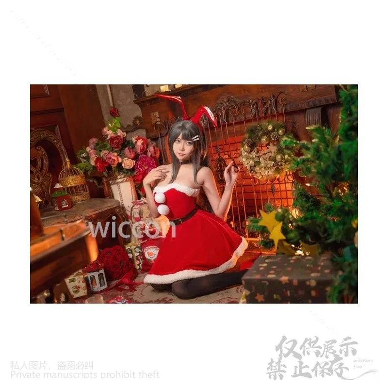 

COSda@Anime Christmas Cosplay Sakurajima Mai Costume Costume Women Red Sexy Lolita Bunny Girl Rabbit Velvet Cos Woman Girls Hall